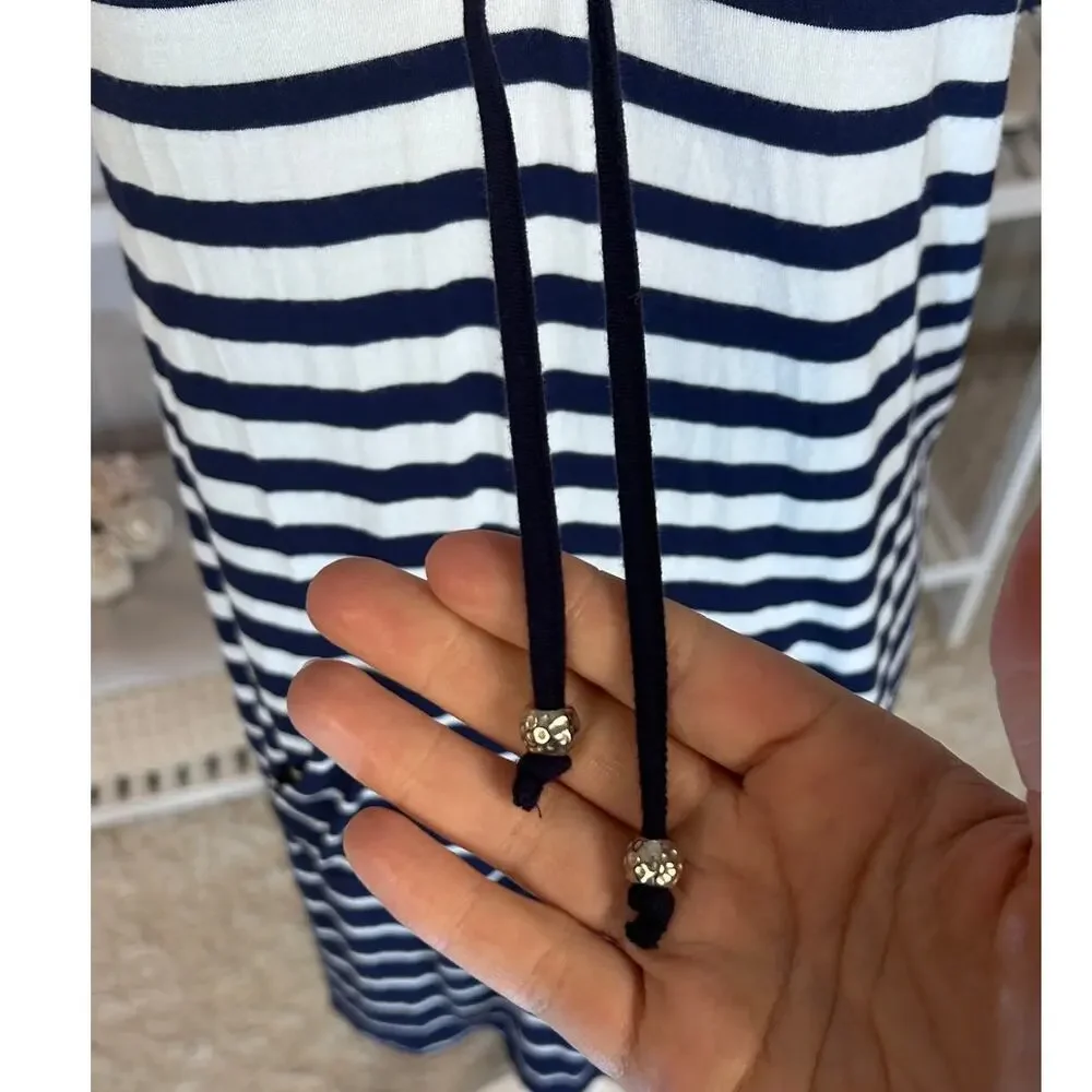 Dotti Women's Size M Navy Striped Nautical Hooded Swimsuit Cover Sundress #0157 - Picture 5 of 7